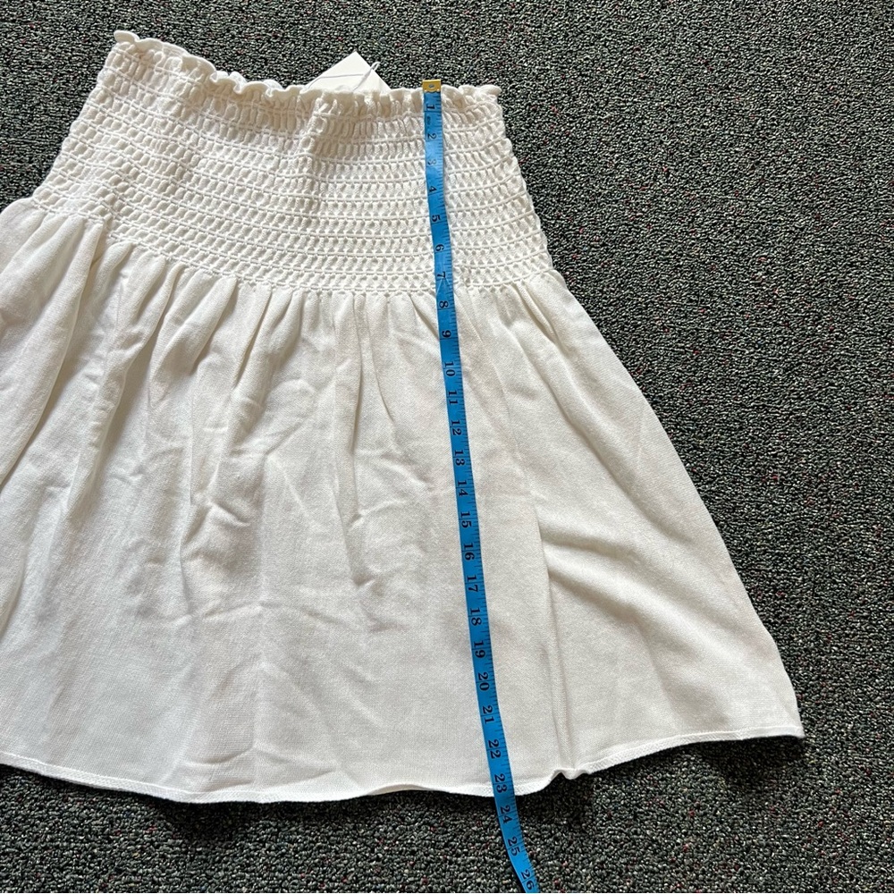 YAKIRA BELLA White Scrunch Ruched High-Waist Elastic Knee-Length Modest Skirt M - Picture 13 of 16